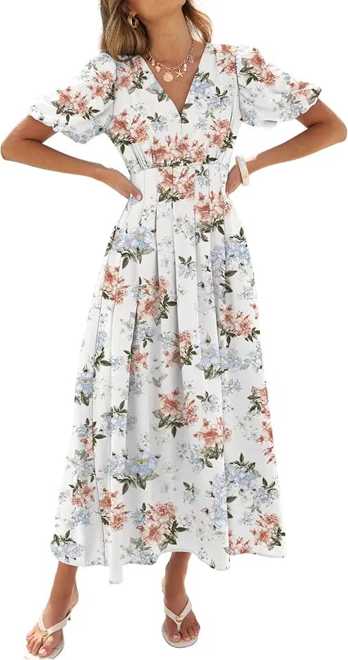 Caracilia Women’s Summer Floral Wedding Guest Maxi Dress