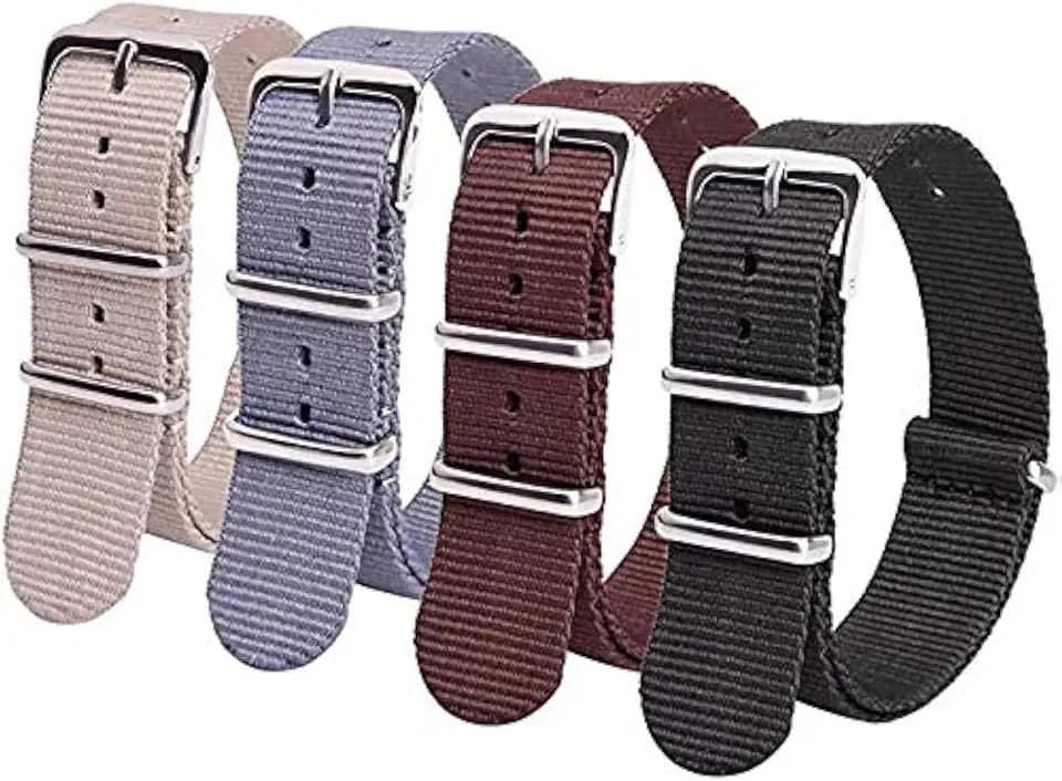Ritche Christmas Gift Military Ballistic Nylon Strap 16mm 18mm 20mm 22mm Premium Nylon Watch Band Strap With Stainless Steel Buckle (4 Packs), White Elephant Gifts, Stocking Stuffers for Men
