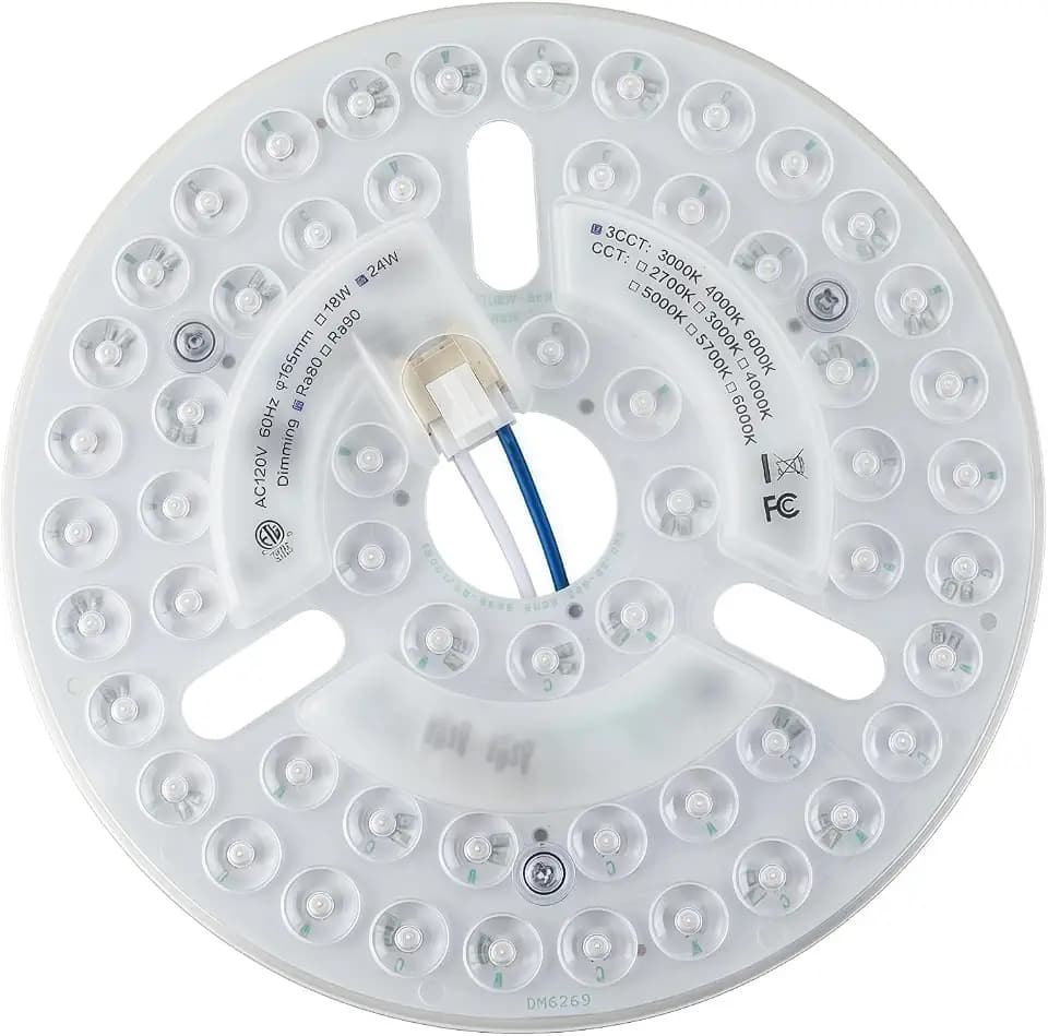 6.5" LED Ceiling Fan Light Retrofit Kit, 24W, 2880LM, 3CCT 3000K 4000K 6000K Adjustable, 120V, ETL, Dimmable, for Ceiling Fan Light Replacement, Living Room
