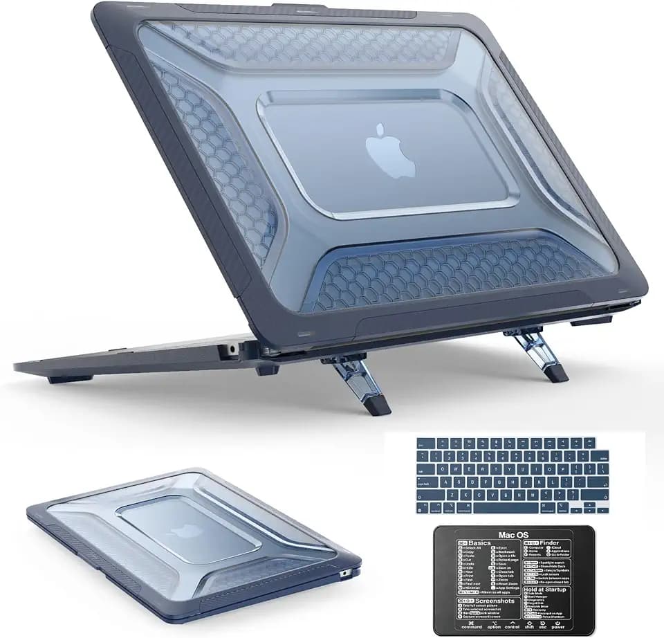 SEYMAC stock Case for MacBook Air 15 inch, Shock-Absorbing Protection with Folding Stand &Mouse Pad Case for MacBook Air 15 inch, Blue
