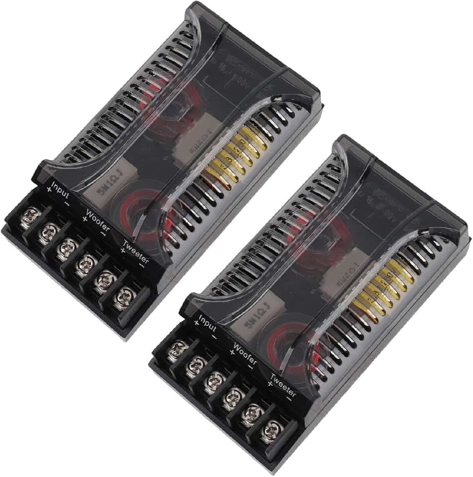 Ejoyous Auto Frequenzweiche 2 Wege, 12V Universal Auto Lautsprecher Frequenzteiler Auto Audio Frequenzweiche, für Richtigen und Klaren Klang zu Gewährleisten