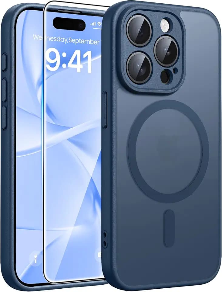 FNTCASE for iPhone 15 Pro Max Case, Fit for Magsafe, Glass Screen Protector