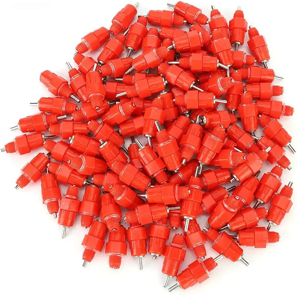 GLOGLOW 100Pcs Chicken Feeder Nipples, Automatic Chicken Drinking Feeder