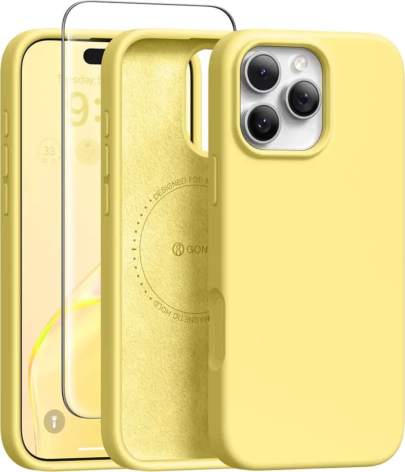 GONEZ Magnetic for iPhone 16 Pro Case, Silicone Cover Yellow
