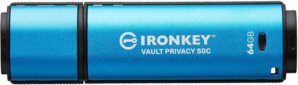 Kingston IronKey Vault Privacy 50 FIPS 197 Typ-C -zertifizierter und mit XTS-AES 256-Bit verschlüsselter USB-Stick für mehr Datenschutz - IKVP50C/64GB