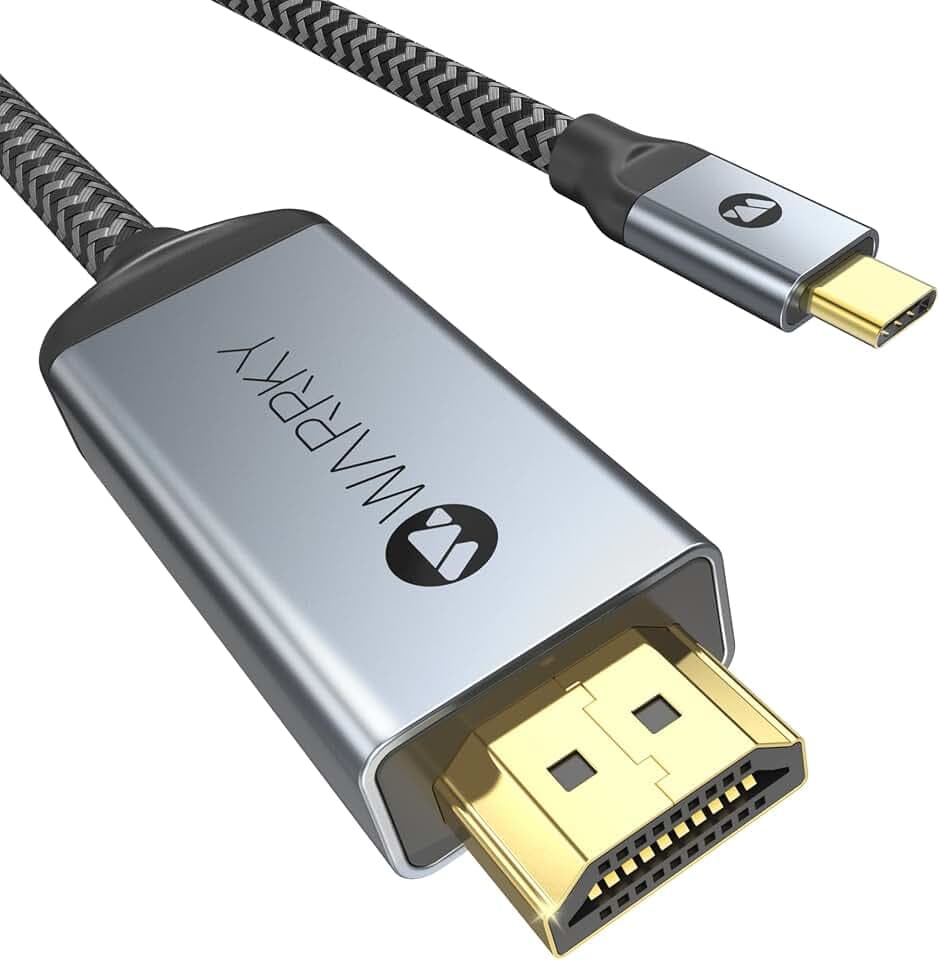 WARRKY USB C auf HDMI Kabel, |4K 60Hz 2K 144Hz| Thunderbolt 3/4 auf HDMI Konverter, [HDR, HDMI 2.0] Kompatibel mit iPhone 15 Serie, MacBook Pro/Air, iPad Mini 6/Pro/Air, Galaxy S8 zu S24, usw - 1M