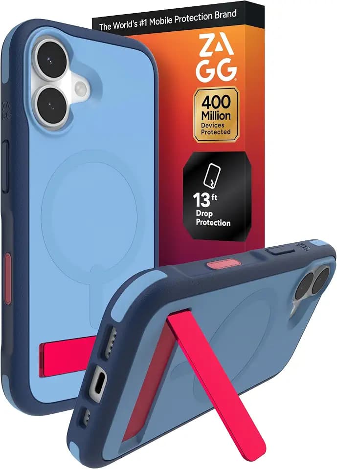ZAGG Sedona Snap Case with Kickstand for iPhone 17 - Blue Royal Ember, Drop Protection (13ft/4m), Multi-Layer Protection, with Camera Button, MagSafe Phone Case with Impact-Absorbing Bumpers