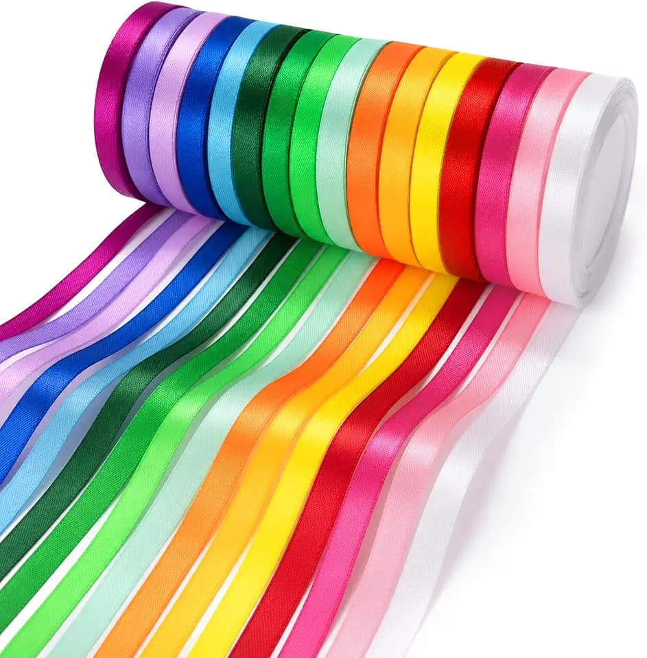 KICNIC Satinband Bunt, 16 Fraben, 10mm Breit (22 m)
