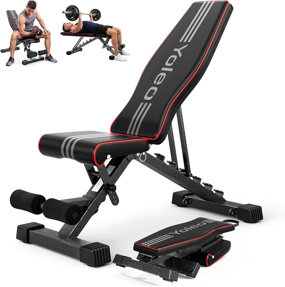 YOLEO klappbare Hantelbank Multifunktion Training Fitness Bank Bauchtrainer Schrägbank mit 6-Fach Verstellbarer Rückenlehne/3-Fach verstellbarer Sitzkissen,Belastung 300kg