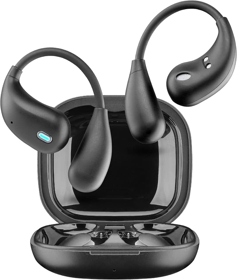 cellularline kabellose In-Ear-Kopfhörer NEBIT mit Sprachassistent, Echtzeitübersetzung in über 100 Sprachen, Sofort-Transkription, KI-Zusammenfassungen, Open-Ear-Design, LED-Anzeige, schwarz