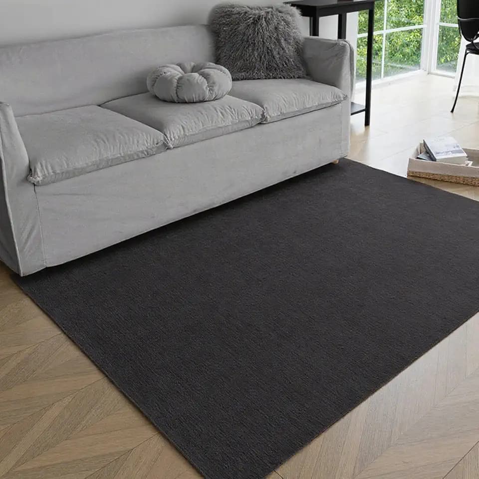 Schwarz Teppich Kurzflor 60x120cm Bettvorleger rutschfest