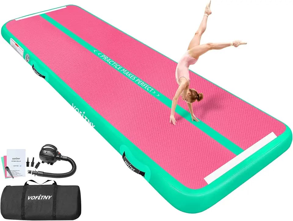 VOFiTNY Inflatable Gymnastics Air Mat Tumble Track with Pump for Training
