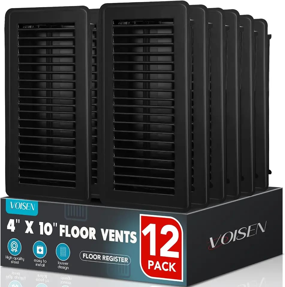 VOISEN Floor Register 4x10, 12 Pack Black Floor Vent Covers
