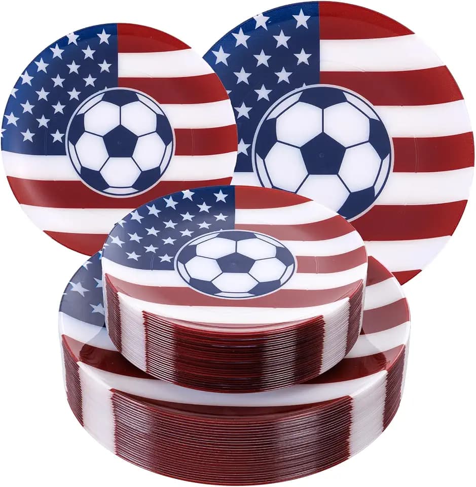 EjonirInjonir 60pcs Heavy Duty Soccer Plates for Soccer Party Decorations