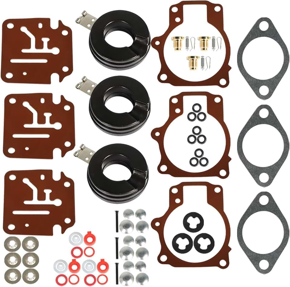 Autoparts 3-Pack Carburetor Carb Repair Kit with Float Replacement for Johnson Evinrude 65 70 75HP