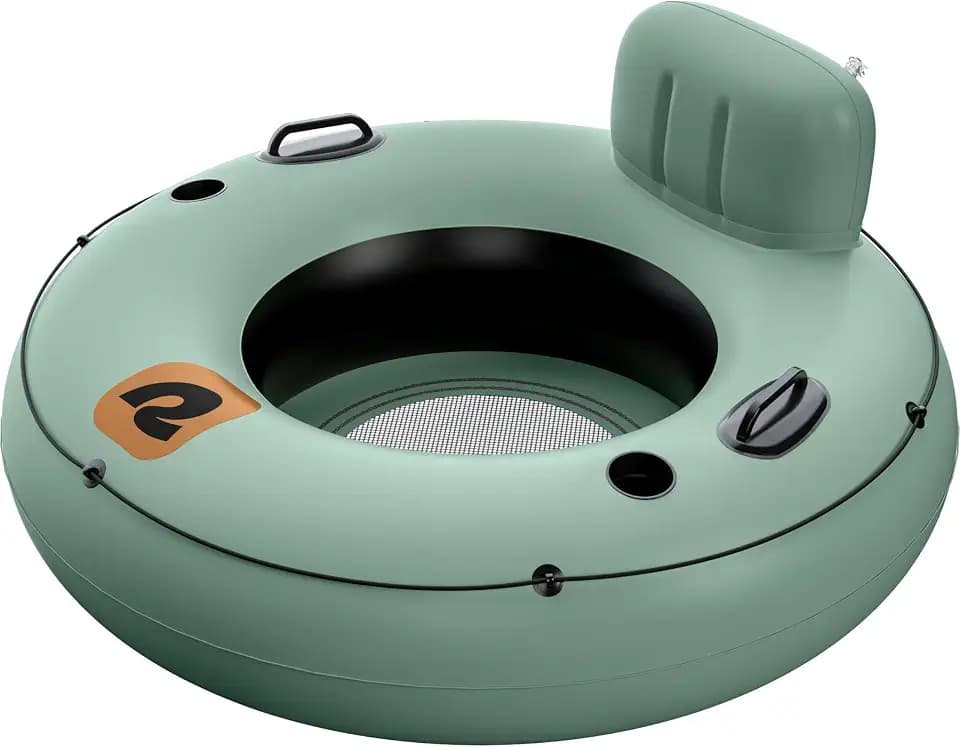 Retrospec Siesta Float Inflatable River Tube | Heavy-Duty Water Float w/Backrest & Cup Holders | 300 lbs | Repair Kit | Pool, Lake & River