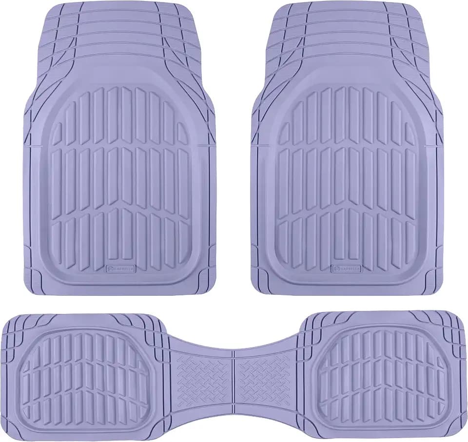 Lavender Purple Car Floor Mats - Universal Trim to Fit All Weather Purple Car Accessories - Girl Car Accessories for Women & Cute Car Mats for Women Lavender Girly Car Decor Truck & SUV