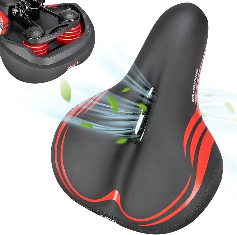 KEMIMOTO Bike Seat Cushion with Soft Foam Padded, Comfortable Bike Seat for Men Women, Bicycle Saddle for Touring, Exercise Bicycle, Commuter, Travel