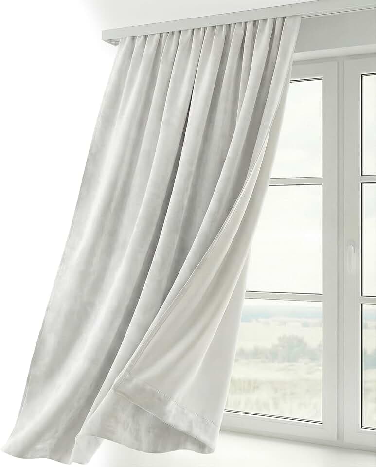 BEAUTEX Samtvorhang Kräuselband Weiß 140x175 cm Velvet Verdunkelung