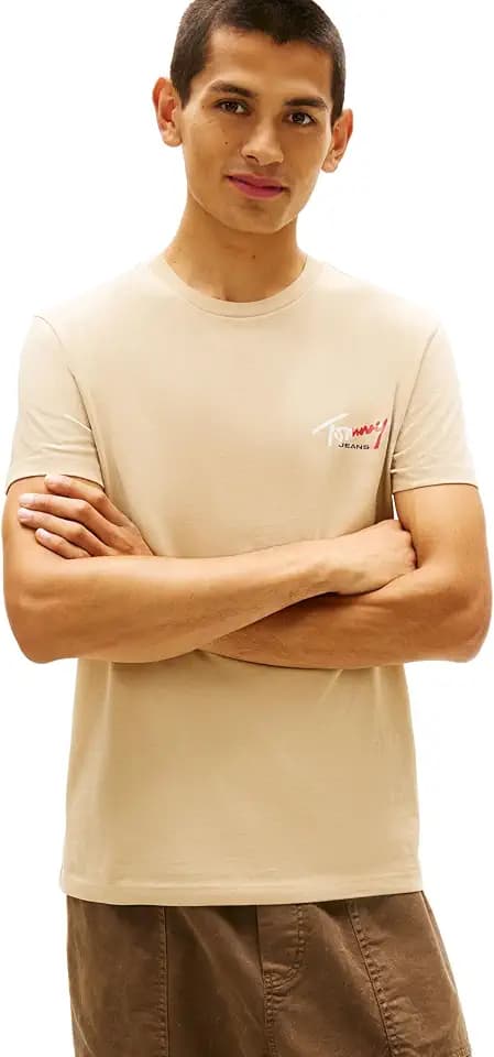 Tommy Jeans Herren TJM Slim Sign Chest Ss Tee EXT Dm0dm22538 S/S T-Shirt (1er Pack)