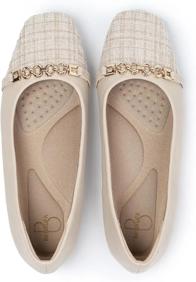 Dressy Flats for Women Square Toe Ballet Flats Comfortable Slip On Work Shoes Arch Support Office & Formal