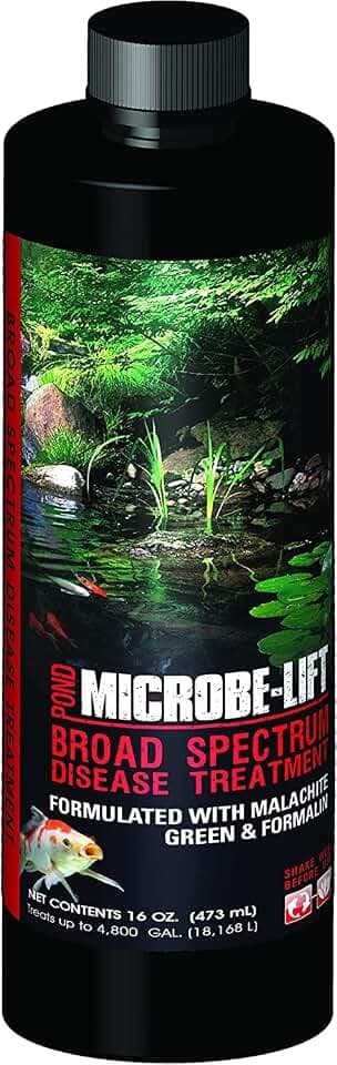 MICROBE-LIFT BSDT16 Broad Spectrum Disease Treatment for Ponds and Outdoor Water Garden, Safe for Live Koi Fish, Goldfish, Plants, and Decor, 16 Fl Oz