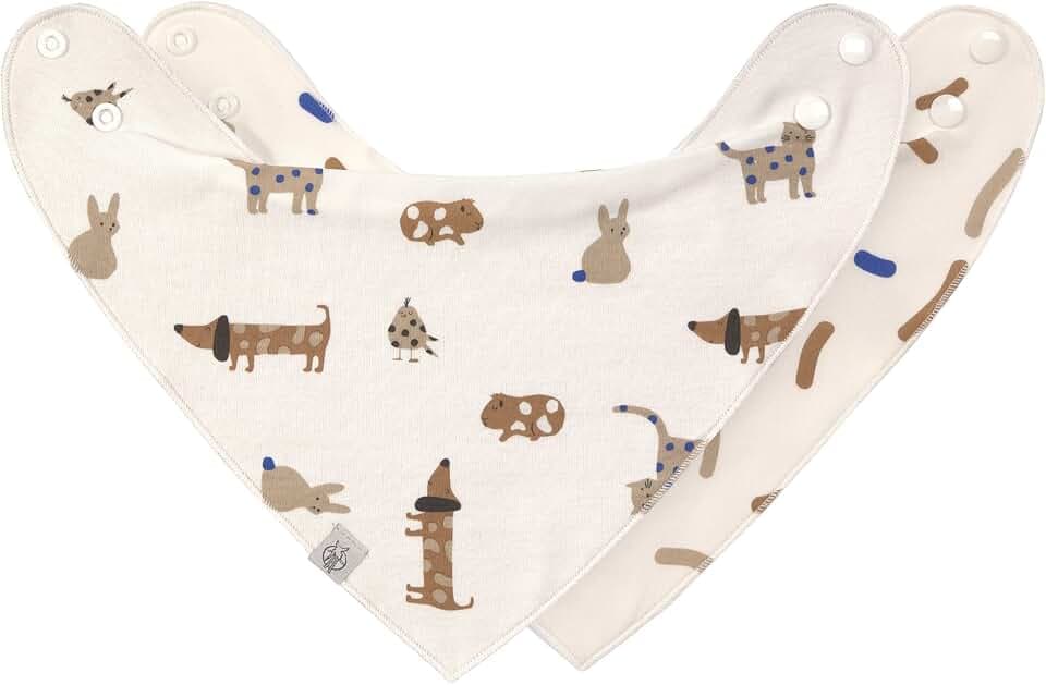 LÄSSIG Baby Lätzchen Halstuch Dreieckstücher Set 2 Stk. Bio-Baumwolle Druckknopf wendbar/Baby Bandana Little Mateys spicy orange