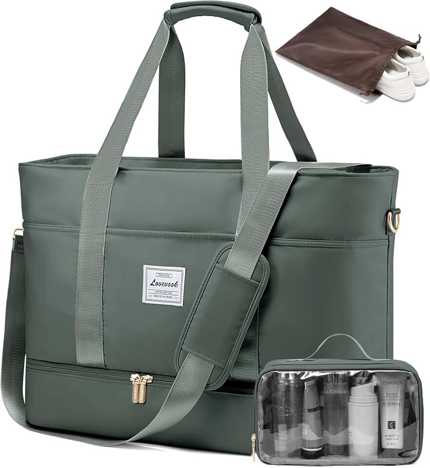 LOVEVOOK Reisetasche Damen, Wasserdicht Weekender Travel Bag mit Schuhfach