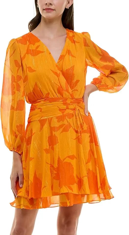 Maison Tara Women's Tropical Print Ruched Yoke Wrap