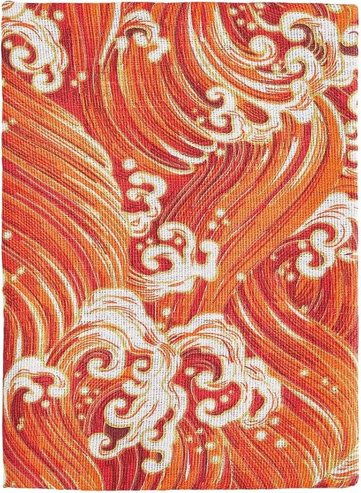 SUPERFINDINGS Buchschutzhüllen Buchumschlaghülle A5 Buchhülle Waschbarer Taschenbuch Schutzumschlag Mit Japanischer Wellenmuster Orangenschutz Buchumschlagstoff Novel Buchhülle 14.9x21.8cm