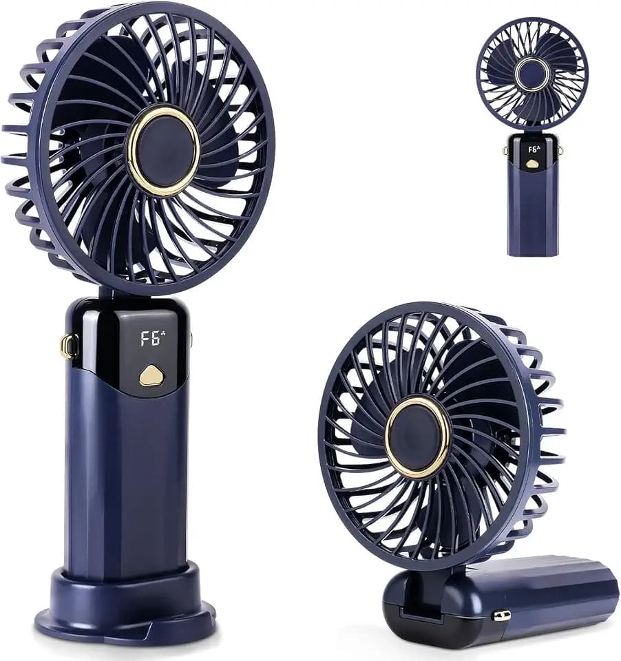 AUAUY Handventilator 6 Geschwindigkeiten Digitalanzeige, Zusammenklappbarer