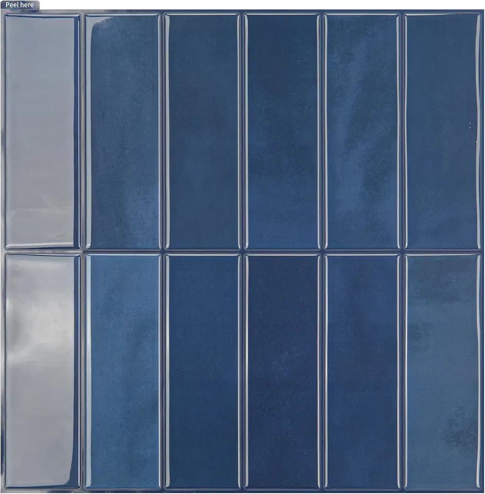 Art3d Fliesenaufkleber Klebefliesen Fliesenfolie Marineblau 30,5 x 30,5 cm