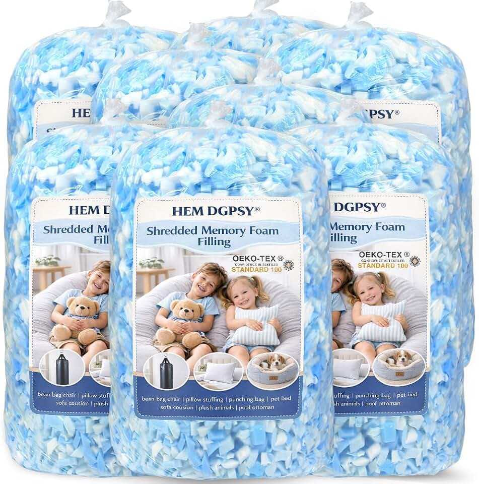 Hem Dgpy Bean Bag Filler,40lbs Soft and Comfortable Shredded Memory Foam
