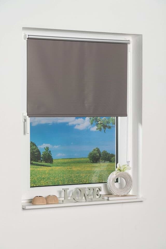 K-Home Thermorollo Verdunklungsrollo ohne Bohren Grau B60 x H250 cm