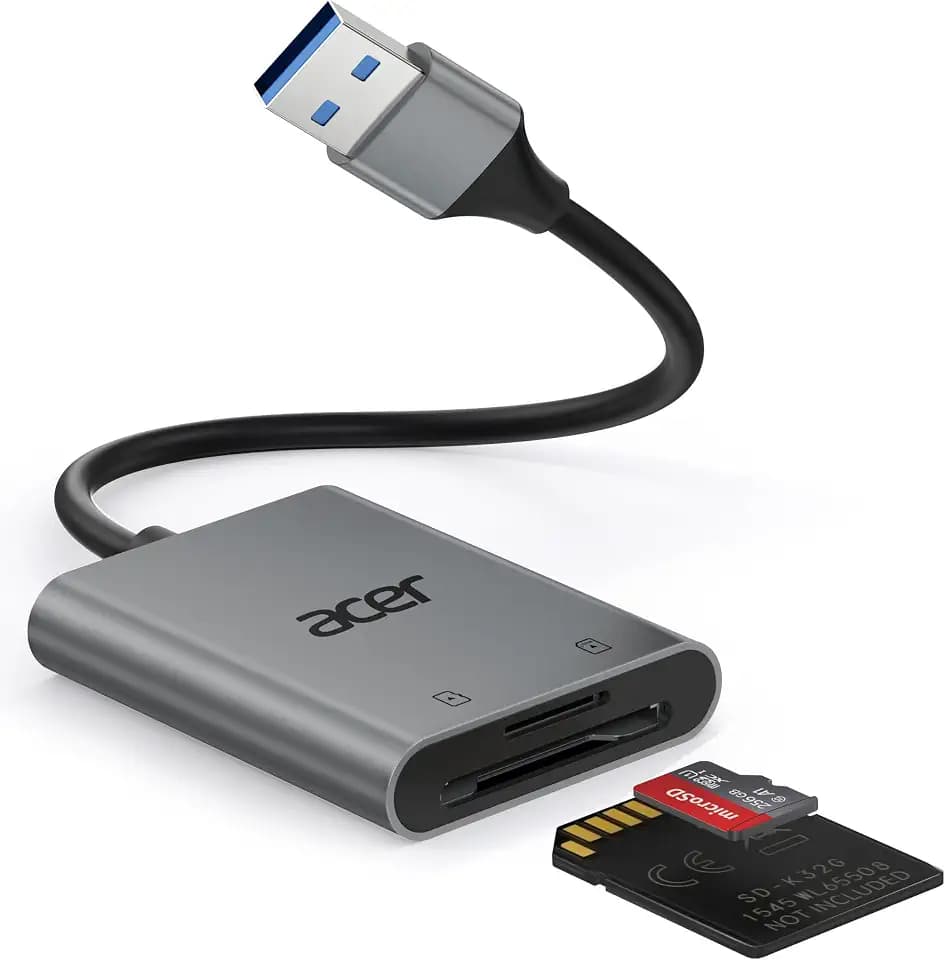 acer USB 3.0 Kartenleser 170MB/s, USB-A SD Micro SD Card Reader Aluminium