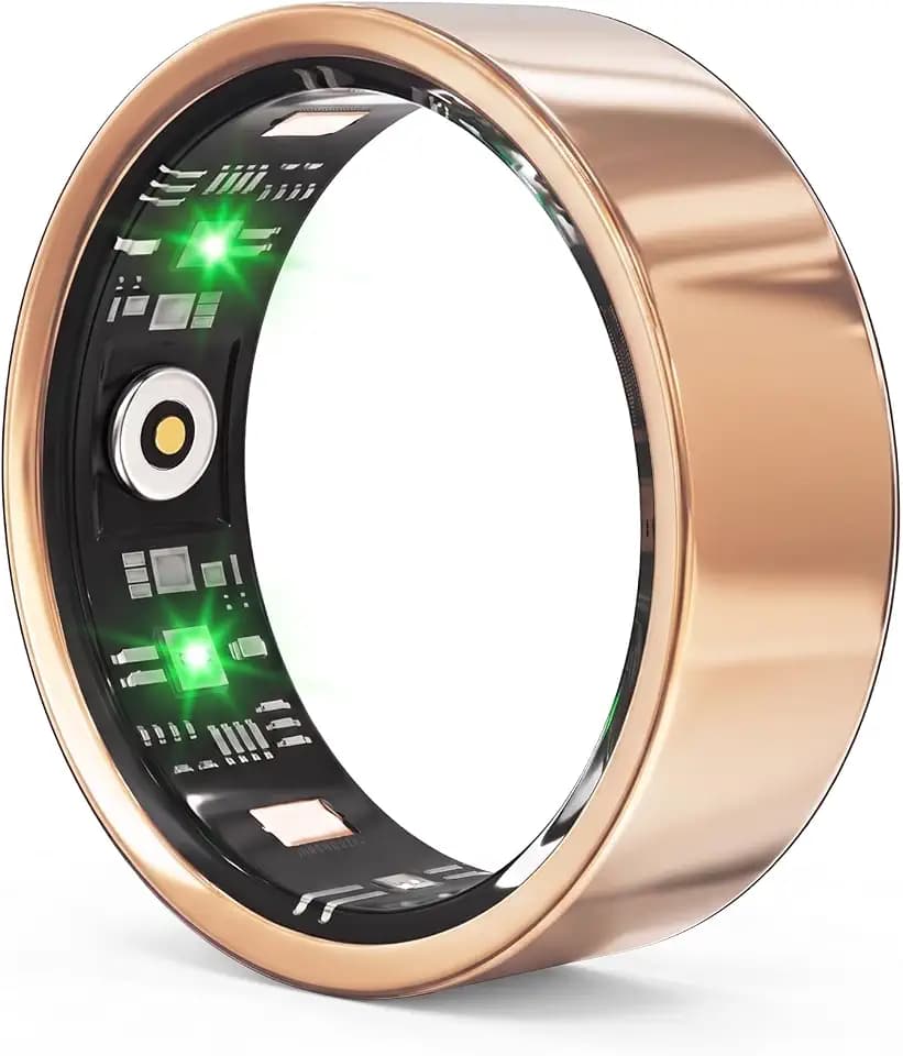 Luxelle Smart Ring Fitness Tracker with Sleep Monitor, Heart Rate, Blood Oxygen, Step Counter, 128 Sports Modes, IP68 Waterproof, Magnetic Charging, Compatible with iOS & Android