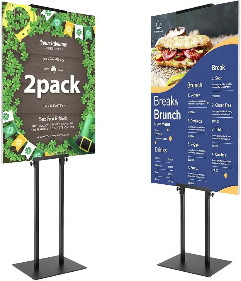 2PACK Poster Stand Adjustable Poster Holder Stand, Foam Board Stand for Display, Heavy Duty Pedestal Sign Holder, Metal Stand for Display Board Up to 83"