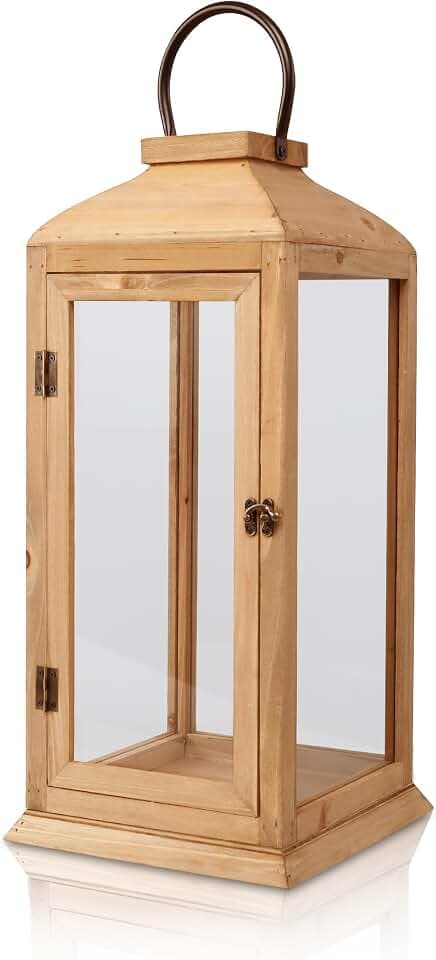 Bdor 27.5 Inch Outdoor Wooden Candle Lantern for Porch, Lantern Only
