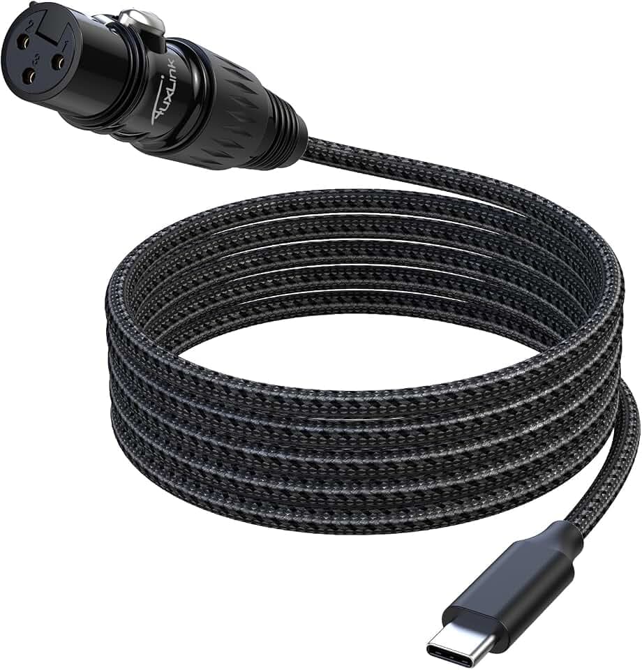 XLR to USB C Cable 3ft, USB C to XLR Female Microphone Cable Nylon Braided for iPhone 15, Samsung, Google, HTC, Xiaomi Smartphone, Tablets, Notebooks