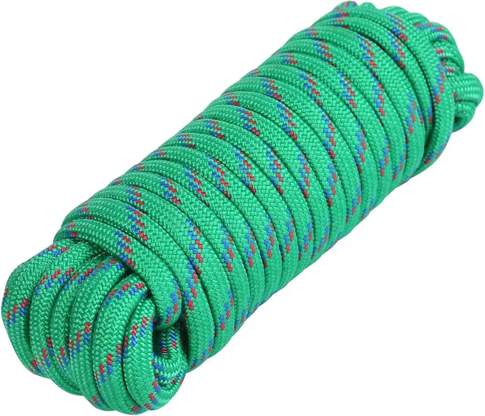 MaxxHaul 3/8-inch x 50 ft Diamond Braided Polypropylene Rope - 500 lb Load Capacity, Weather & UV Resistant Utility Cord - Ideal for Camping and DIY Projects (50227)