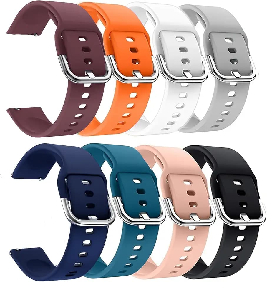 8-Pack Bands for Amazfit Bip Max 50mm/Bip 6/Active Max/Bip5/Balance 2/Balance 3/Cheetah 2 Pro 48mm Smart Watch, Silicone Soft Comfortable Sport Straps for Men Women
