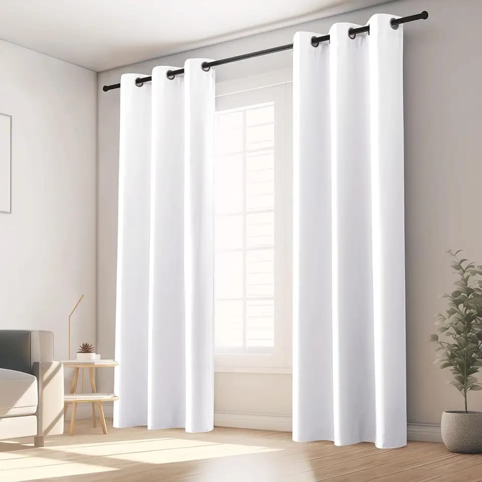 KGORGE White Curtains 2 Pcs Minor Flaw, Window Drapes 42 W x 84 L for Living Room, Bedroom, Kitchen Modern Thermal Insulated Room Darkening Drapes for Home Office Decoration