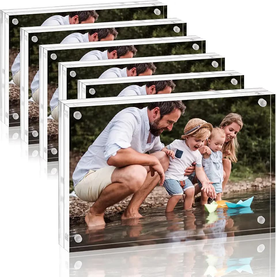 Fixwal 4x6 Acrylic Picture Frame, with Magnetic Desktop, 6 Pack