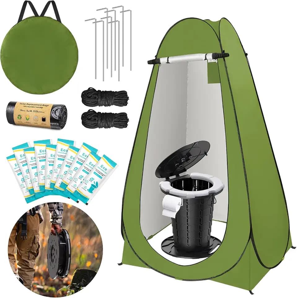BLIKA Portable Toilet Kit with Pop-Up Privacy Tent for Camping
