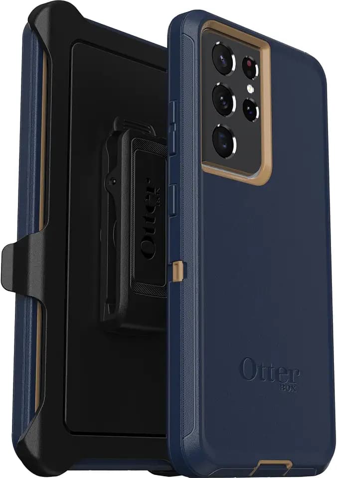 OtterBox Galaxy S21 Ultra 5G (Only) - Defender Series Screenless Edition Case - Blue Suede Shoes - Holster Clip Included - Non-Retail Packaging