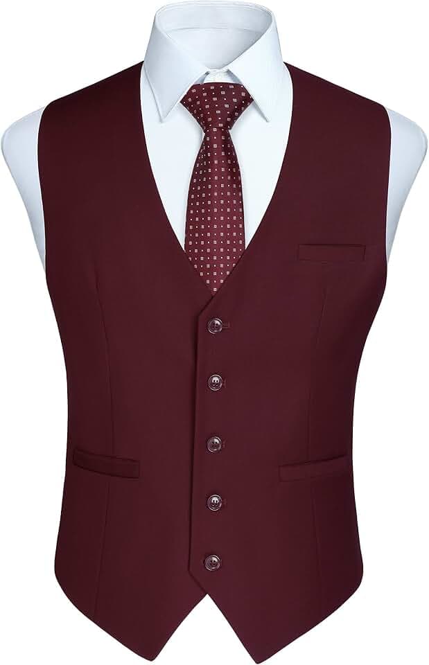 HISDERN Herren Formale Hochzeit Party Weste Baumwolle Einfarbig Weste
