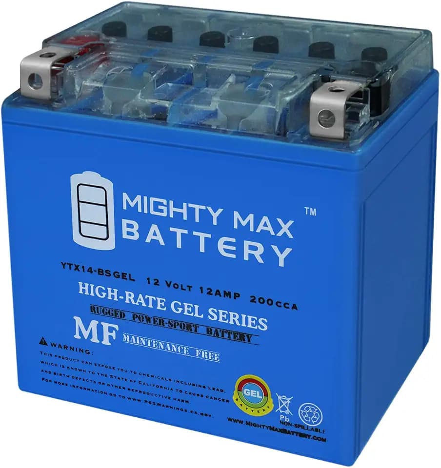 Mighty Max Battery YTX14-BS GEL -12 Volt 12 AH, 200 CCA, Rechargeable Maintenance Free SLA AGM Motorcycle Battery