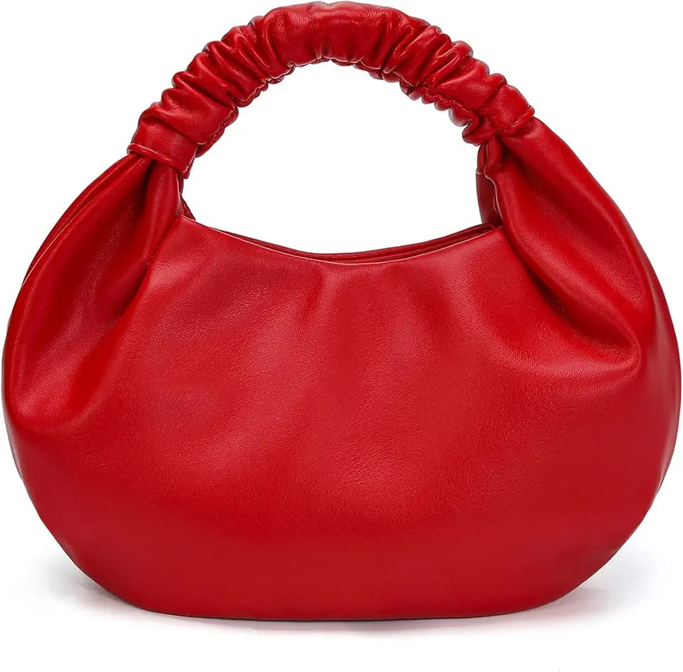 Small Purses Hobo Bags for Women Faux Leather Ruched Top Handle Bag