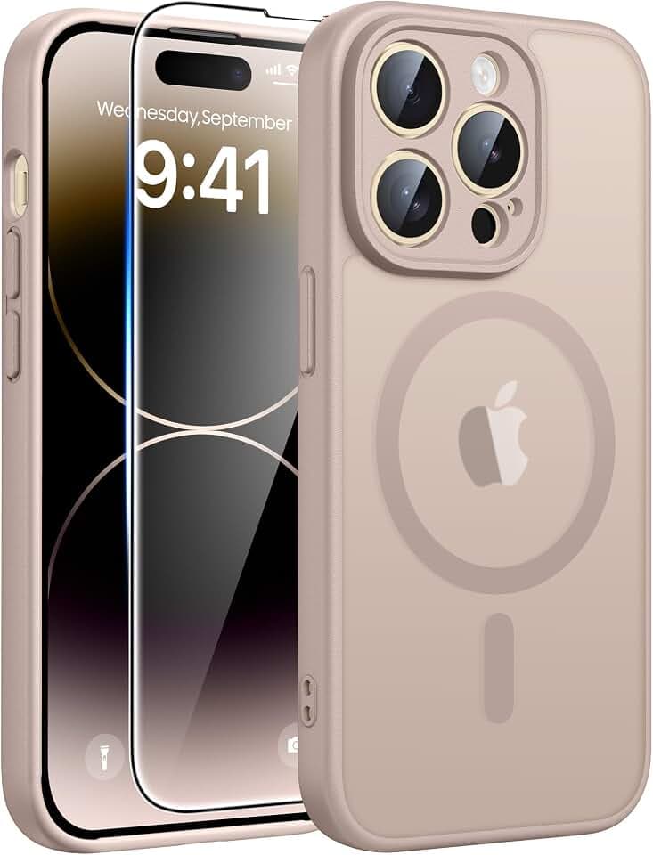 FNTCASE for iPhone 14 Pro Max Case Desert Gold: Compatible with MagSafe
