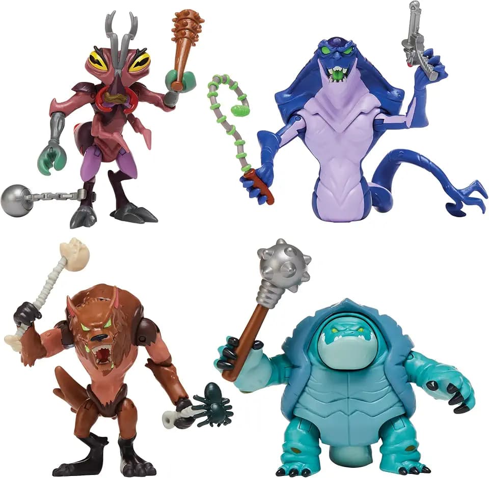 Tales of Teenage Mutant Ninja Turtles: 4.5” Monster Mutanimals Basic Action Figure Bundle by Playmates Toys